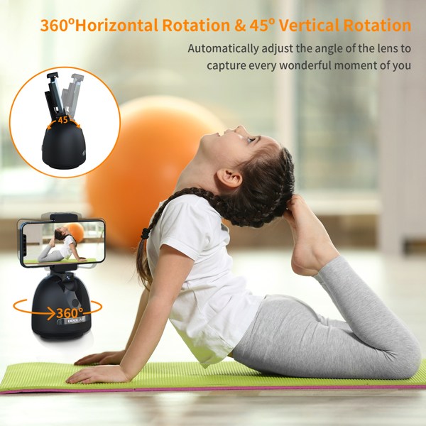 Auto Face Tracking Phone Holder, No App Required, 360° Rotation Face Body Track Camera Mount, AI Smart Tracking Tripod for Vlog Shooting Live Streaming Indoor Outdoor, Build-in Battery-10
