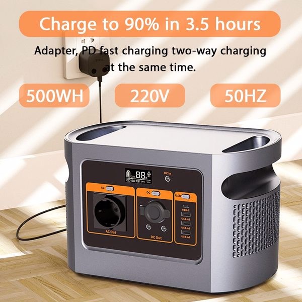 500Wh Power Station Outdoor Generator 1008W Portable Power Station, Two-Way Quick Charge 450,000 mAh (22.4 V), Mobile Power Generator for Outdoors, Camping, Outdoors, Motorhomes, etc.-9