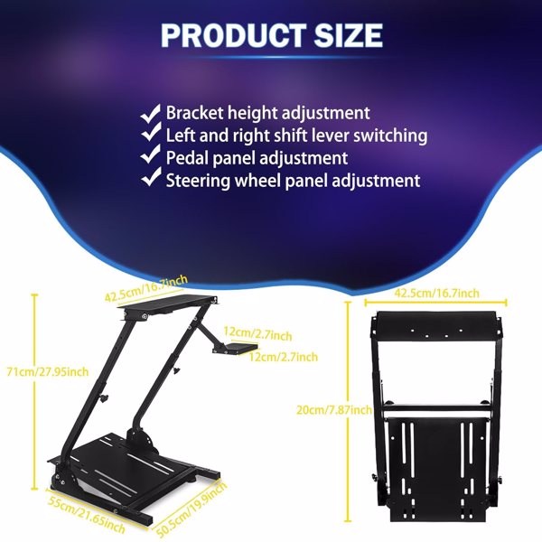 Racing Steering Wheel Stand, Adjustable Steering Wheel Stand, Simulator Racing Stand Compatible with Logitech G25/G27/G29/G920 Thrustmaster T300RS/ T300GT/T150RS TX Xbox PS4 PS5 PC Series-8