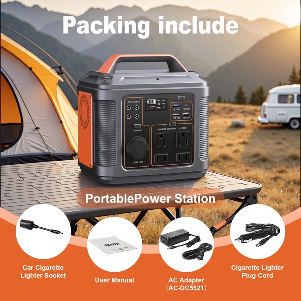 Portable Power Station, 296Wh 80000mAh Lithium Battery with 300W (600W Surge) AC Outlets for Outdoor Camping RV Home,Camping Generator Solar-12