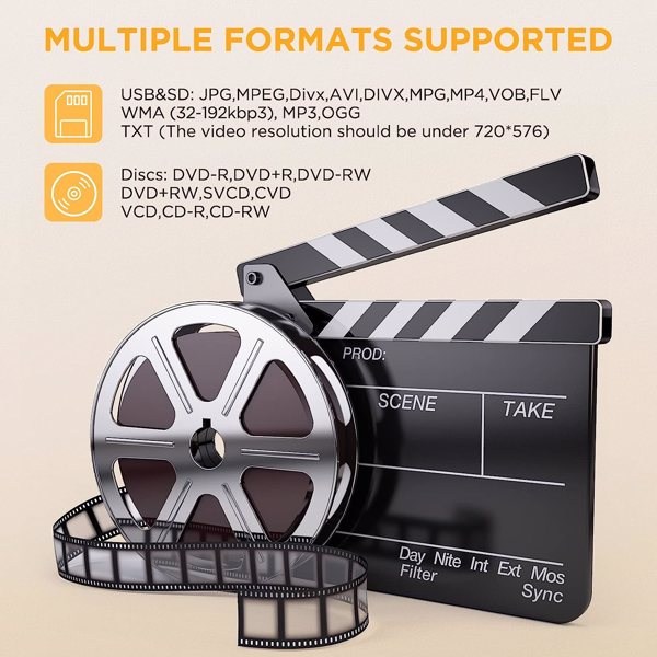 DBPOWER 16.9" Portable DVD Player with 14.1" HD Swivel Large Screen, Support DVD/USB/SD Card and Multiple Disc Formats, 6 Hrs 5000mAH Rechargeable Battery, Sync TV/Projector, (FBA 发货，周末不发货)-12