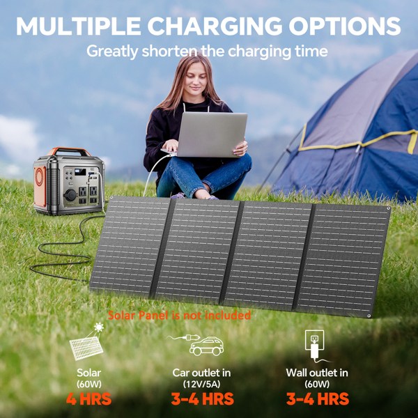 Powerbank 300w Portable Power Station with 60w Solar Panel for Camping Solar Generator 296Wh 80000mAh Lithium Battery-10