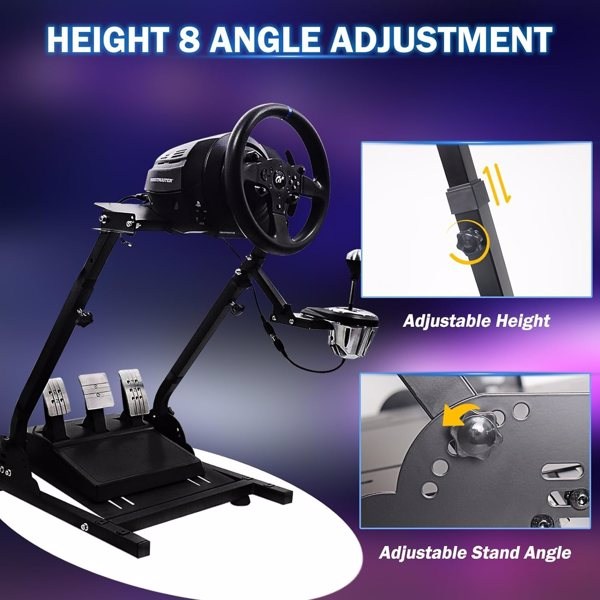 Racing Steering Wheel Stand, Adjustable Steering Wheel Stand, Simulator Racing Stand Compatible with Logitech G25/G27/G29/G920 Thrustmaster T300RS/ T300GT/T150RS TX Xbox PS4 PS5 PC Series-12