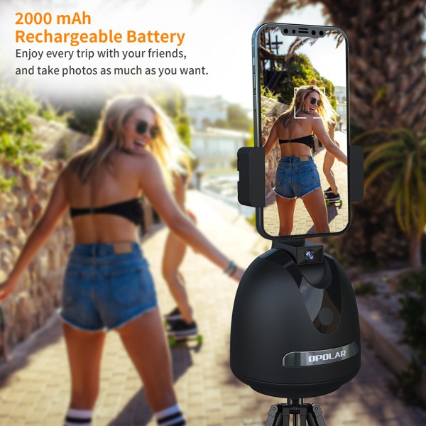 Auto Face Tracking Phone Holder, No App Required, 360° Rotation Face Body Track Camera Mount, AI Smart Tracking Tripod for Vlog Shooting Live Streaming Indoor Outdoor, Build-in Battery-13