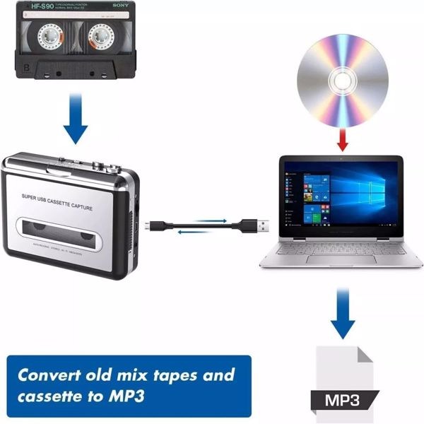 Portable Cassette Player Converter Recorder Convert Walkman Tapes to Digital MP3-12