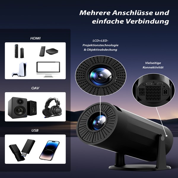 Mini Projector: Portable, cost-effective, 180° projection angle, portable projector with wireless connection & mobile device compatibility for movies-27
