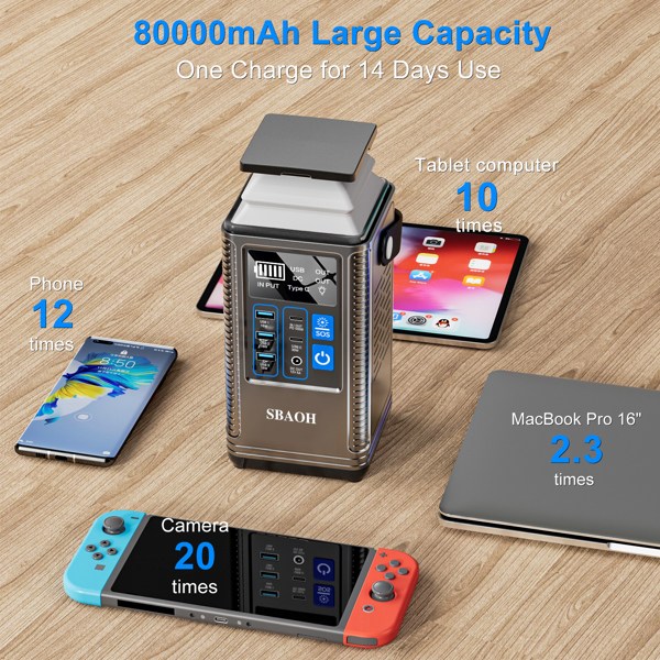 PD 100W Power Station 296Wh Lithium Battery Power Bank 80000mAh Portable Charger Battery For Outdoor Energy Storage Supply-14