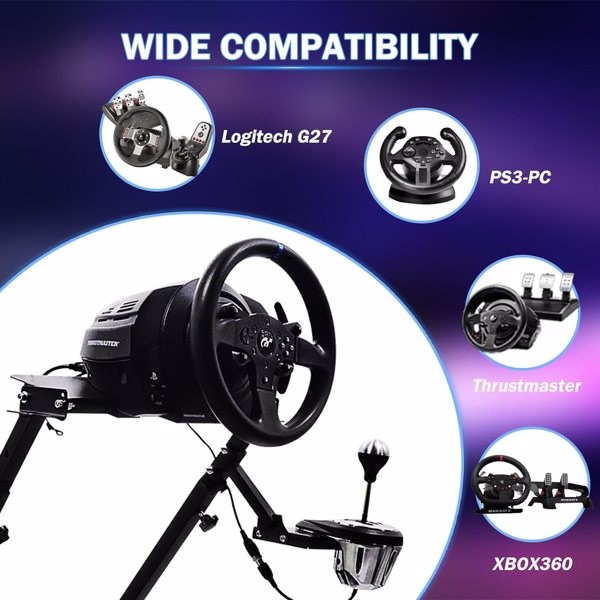 Racing Steering Wheel Stand, Adjustable Steering Wheel Stand, Simulator Racing Stand Compatible with Logitech G25/G27/G29/G920 Thrustmaster T300RS/ T300GT/T150RS TX Xbox PS4 PS5 PC Series-11