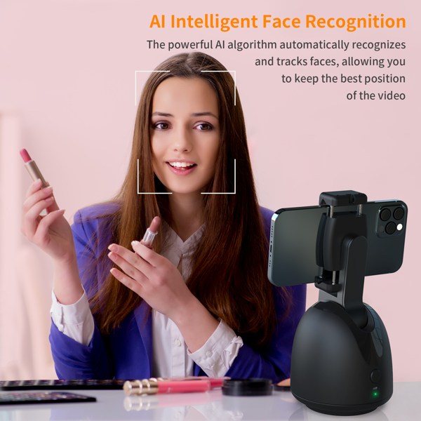 Auto Face Tracking Phone Holder, No App Required, 360° Rotation Face Body Track Camera Mount, AI Smart Tracking Tripod for Vlog Shooting Live Streaming Indoor Outdoor, Build-in Battery-9
