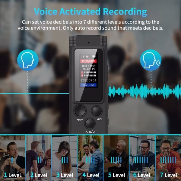 64GB Digital Voice Recorder Voice Activated Recorder for Lectures Meetings, Audio Recorder with Playback, Password, Variable Speed, Tape Recorder USB Charge, MP3 -13