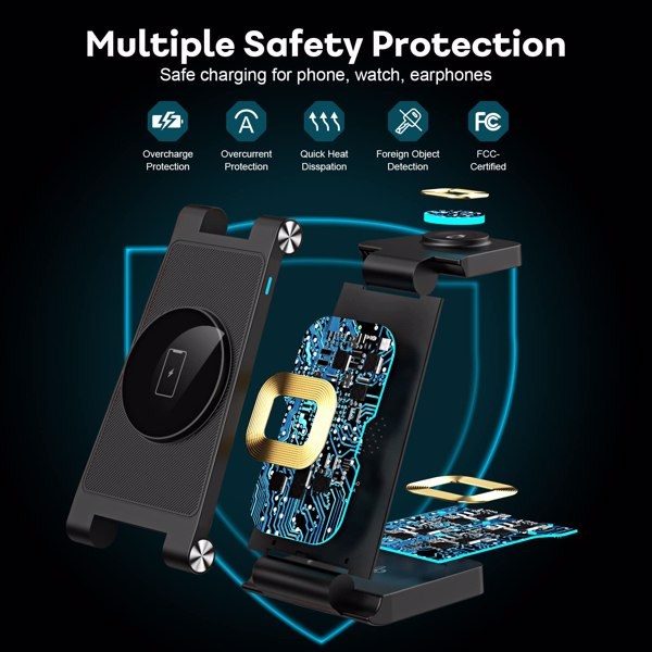 (Amazon prohibits sales)Magnetic Wireless Charger, 3 in 1 Fast Wireless Charging Station for Multiple Devices -13