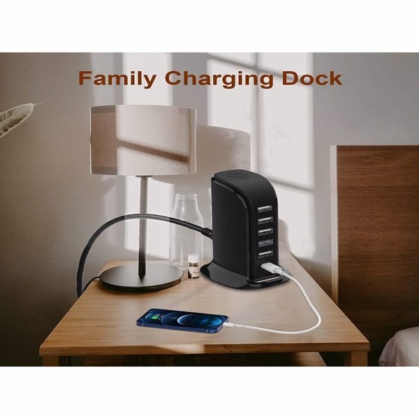 USB Charger Block 6 In 1 Upoy, 40W USB C Charger 3A, Charging Hub With 5 USB Ports(Shared 6A) For Multiple Electronics[Do not ship on weekends, place orders with caution]-13