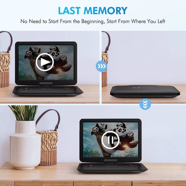 DEVINC 17.9" Portable DVD Player with 15.6" HD Swivel Screen, Support Multiple DVD CD Formats/USB/SD Card/Sync TV, 6 Hours Rechargeable Battery, Region Free, ZC-07 Black, 周末不发货-13