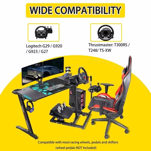 G29 G920 Racing Wheel Stand, Height Adjustable & Foldable Steering Wheel Stand for Logitech G923 G25 G27,Supporting Thrustmaster T80 T150 TX F430 Gaming Wheel Stand(Wheel Pedals NOT Included)-12