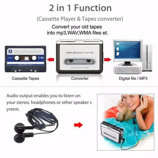 Portable Cassette Player Converter Recorder Convert Walkman Tapes to Digital MP3-17