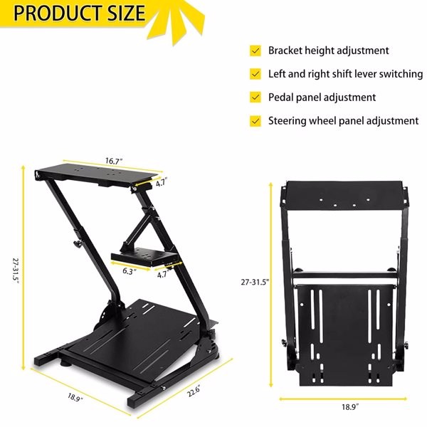 G29 G920 Racing Wheel Stand, Height Adjustable & Foldable Steering Wheel Stand for Logitech G923 G25 G27,Supporting Thrustmaster T80 T150 TX F430 Gaming Wheel Stand(Wheel Pedals NOT Included)-8