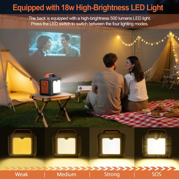 Portable Power Station, 296Wh 80000mAh Lithium Battery with 300W (600W Surge) AC Outlets for Outdoor Camping RV Home,Camping Generator Solar-16