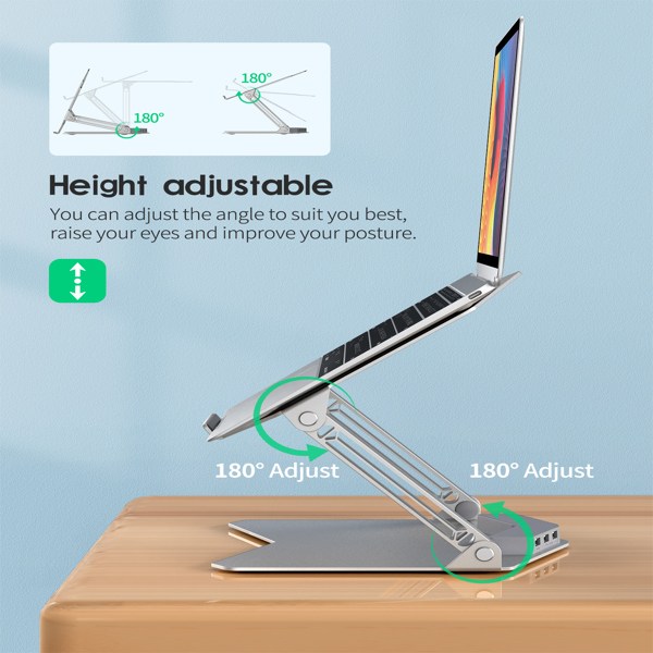 (ABC)(Prohibited Product on Amazon)Laptop Stand with USB Ports, Adjustable Laptop Rise Notebook Holder Stand Ergonomic Aluminum Laptop Stand for MacBook ,Notebook, Computer and More Type-C Device, Por-15