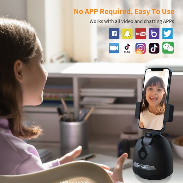 Auto Face Tracking Phone Holder, No App Required, 360° Rotation Face Body Track Camera Mount, AI Smart Tracking Tripod for Vlog Shooting Live Streaming Indoor Outdoor, Build-in Battery-11