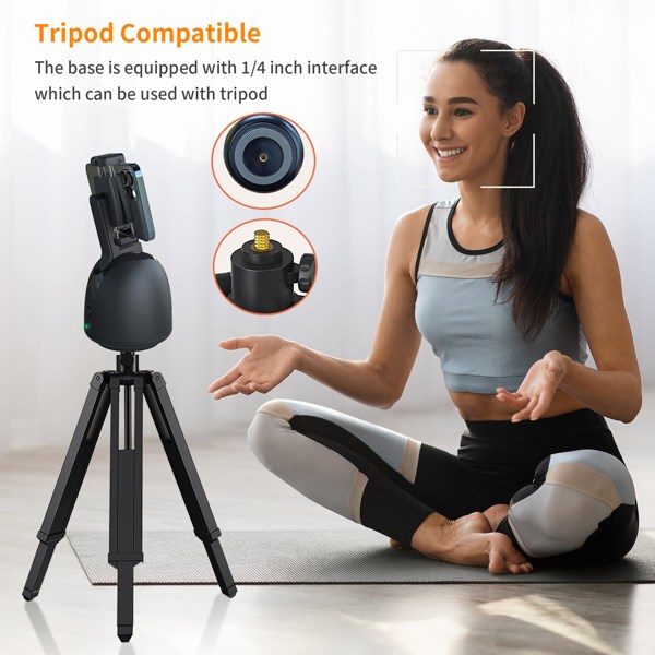 Auto Face Tracking Phone Holder, No App Required, 360° Rotation Face Body Track Camera Mount, AI Smart Tracking Tripod for Vlog Shooting Live Streaming Indoor Outdoor, Build-in Battery-12