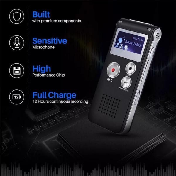 Digital Voice Recorder Dictaphone Audio Sound Recorder Mini Small Spy Lecture-19